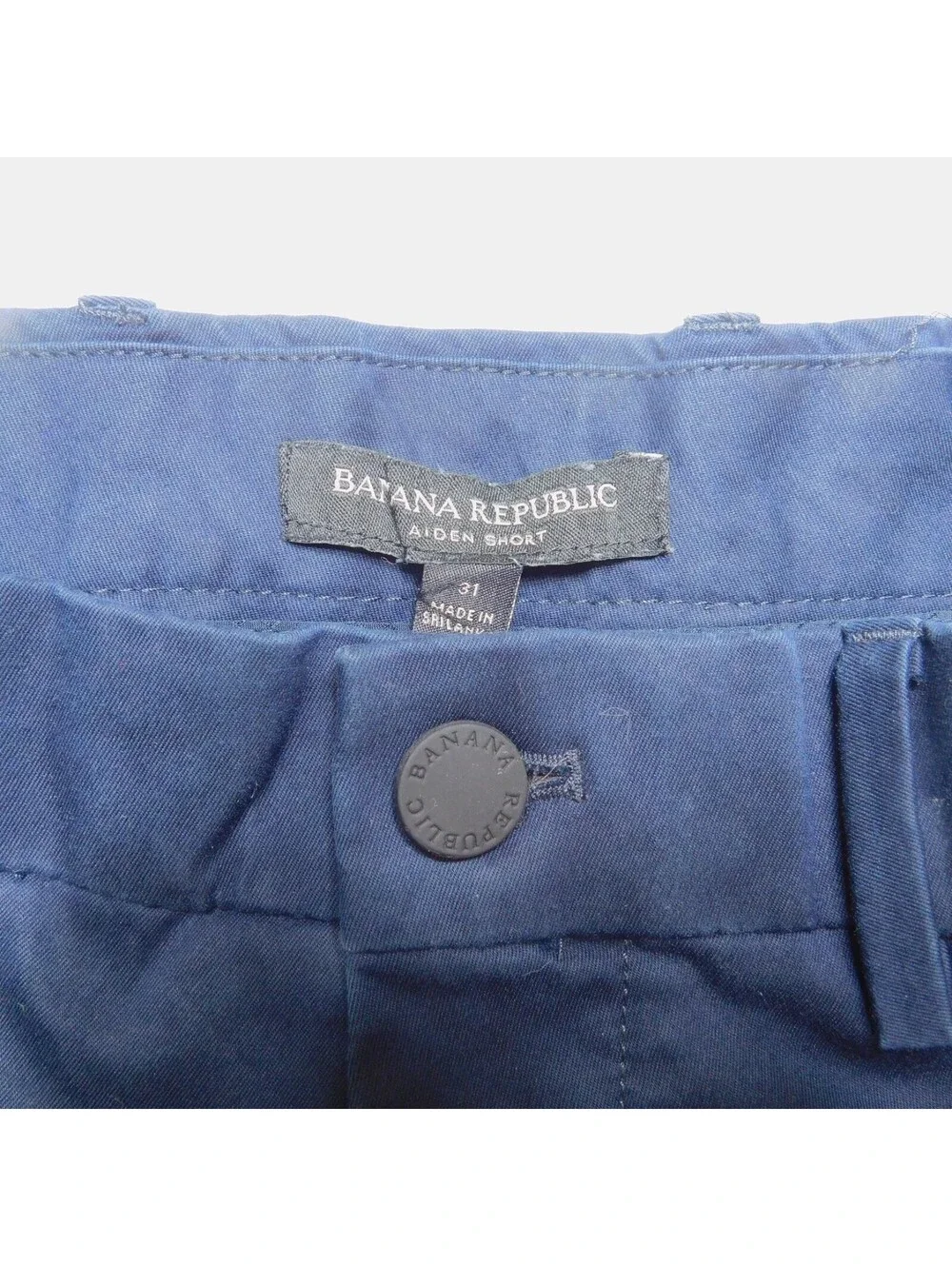 Banana Republic Aiden Short Mens 31 Navy Blue Chino Cotton Blend Casual Golf